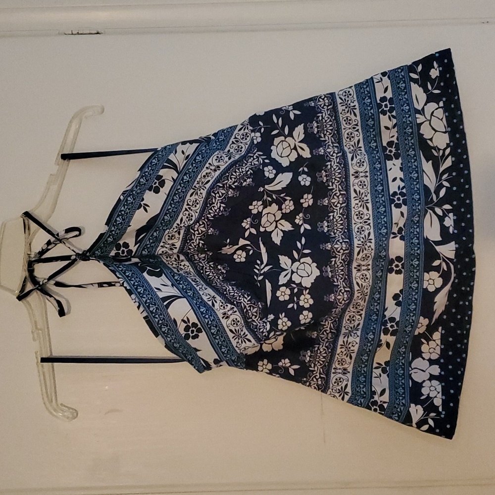 Blue cotton halter top